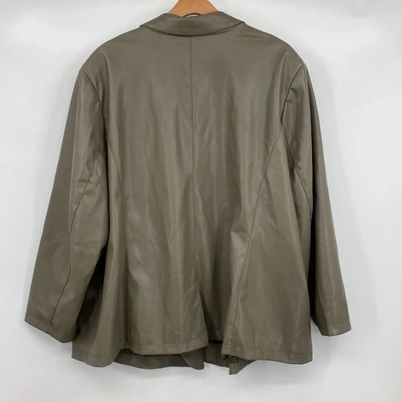 Candace Cameron Bure Blazer Womens‎ 5X Olive Green Faux Leather Double Breasted - Picture 8 of 13